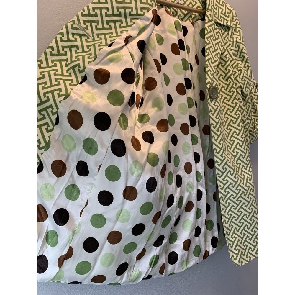 Vintage 3 Sisters Womens 1 Button Jacket Sz Small Green White Retro 70s Inspired - Picture 3 of 12